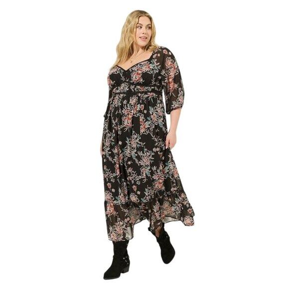 NWT Torrid Maxi Chiffon Shirred Bodice A-Line Dress - Picture 3 of 4